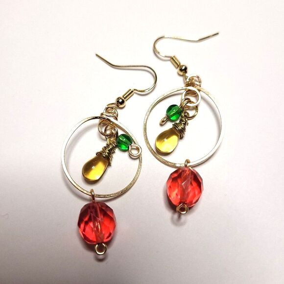 Artisan Earrings 043p# Calypso Hoops colorful dangle handmade artisan earrings H - Picture 1 of 5